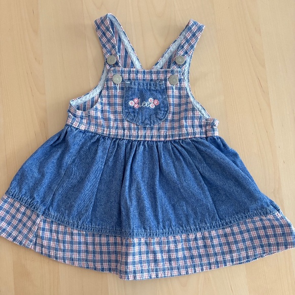 Lee Other - Vintage denim Lee overalls dress with front embroidery 2T